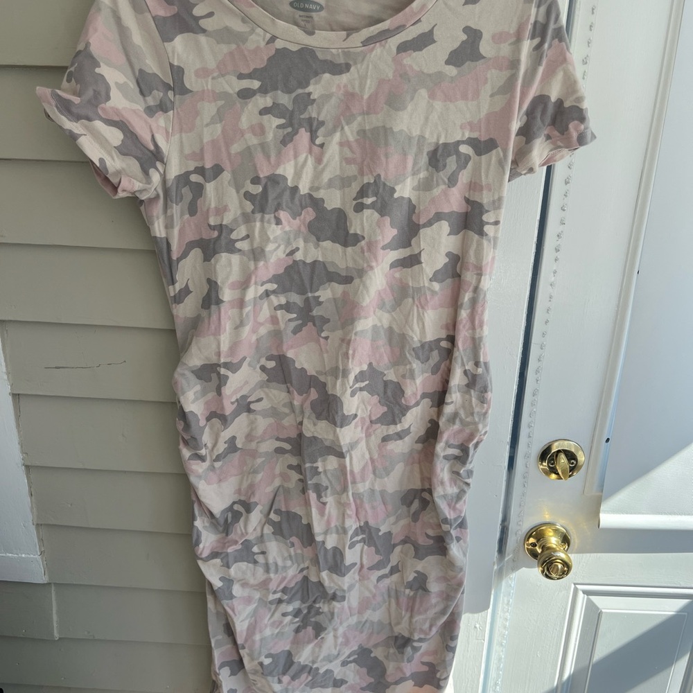 Maternity pink Camo Print T-Shirt Dress